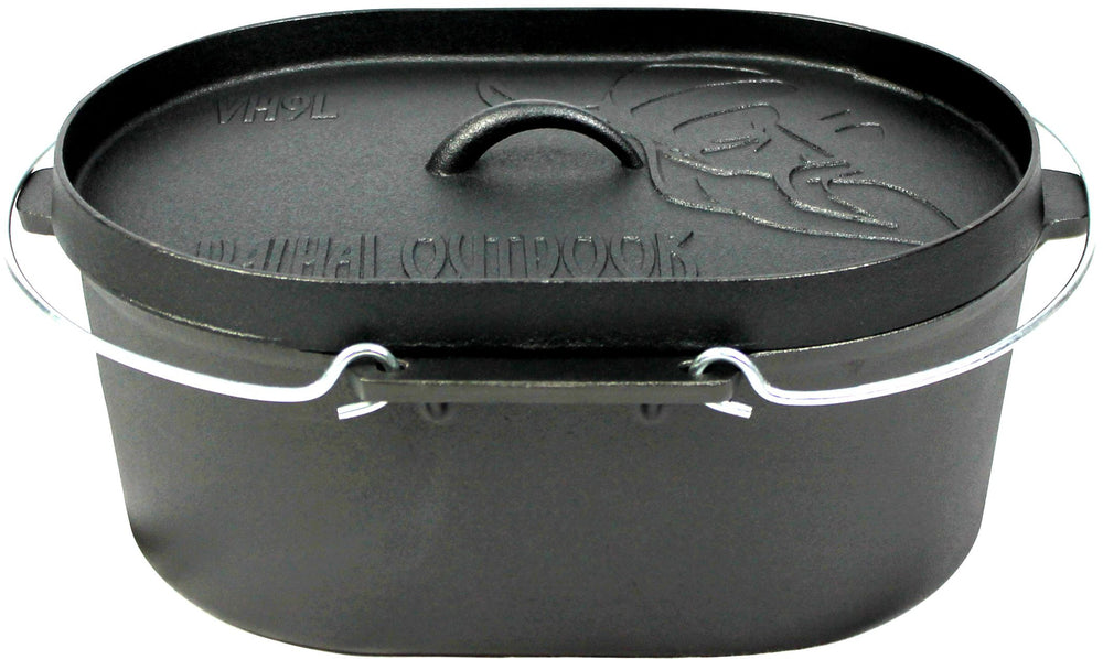 Dutch Oven Braadpan Gietijzer met Grill Deksel Ovaal 9 Liter