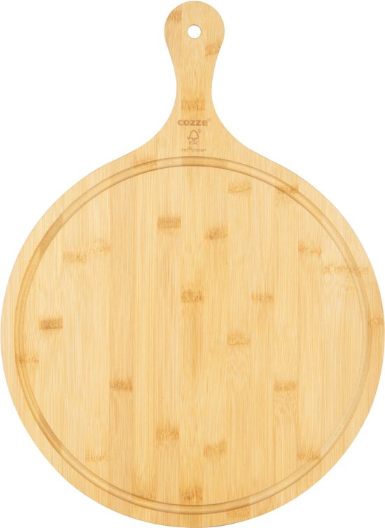 Serveerplank voor Pizza Bamboe met Handvat Diameter 35 cm